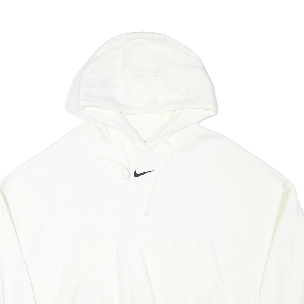 ADIDAS Womens White Cotton Blend Hoodie L Casual Pullover Oversized Fit