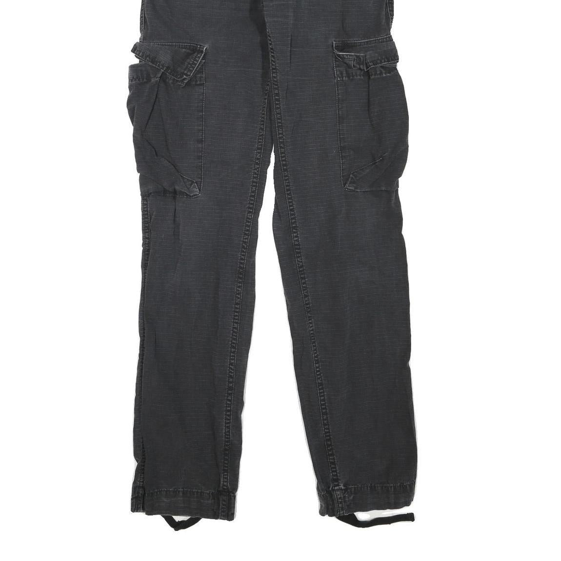 CARHARTT Mens Cotton Blend Black Regular Cargo Trousers W29 L34 Workwear Utility
