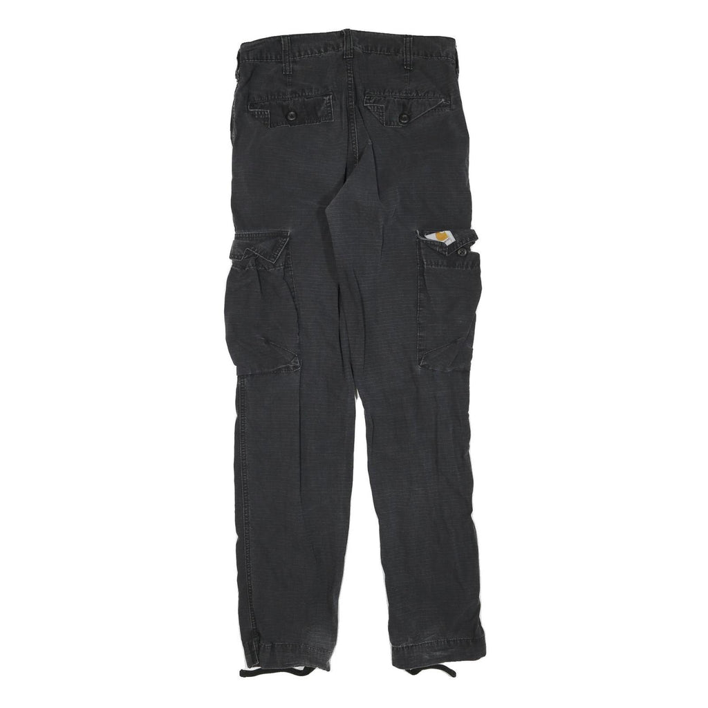 CARHARTT Mens Cotton Blend Black Regular Cargo Trousers W29 L34 Workwear Utility