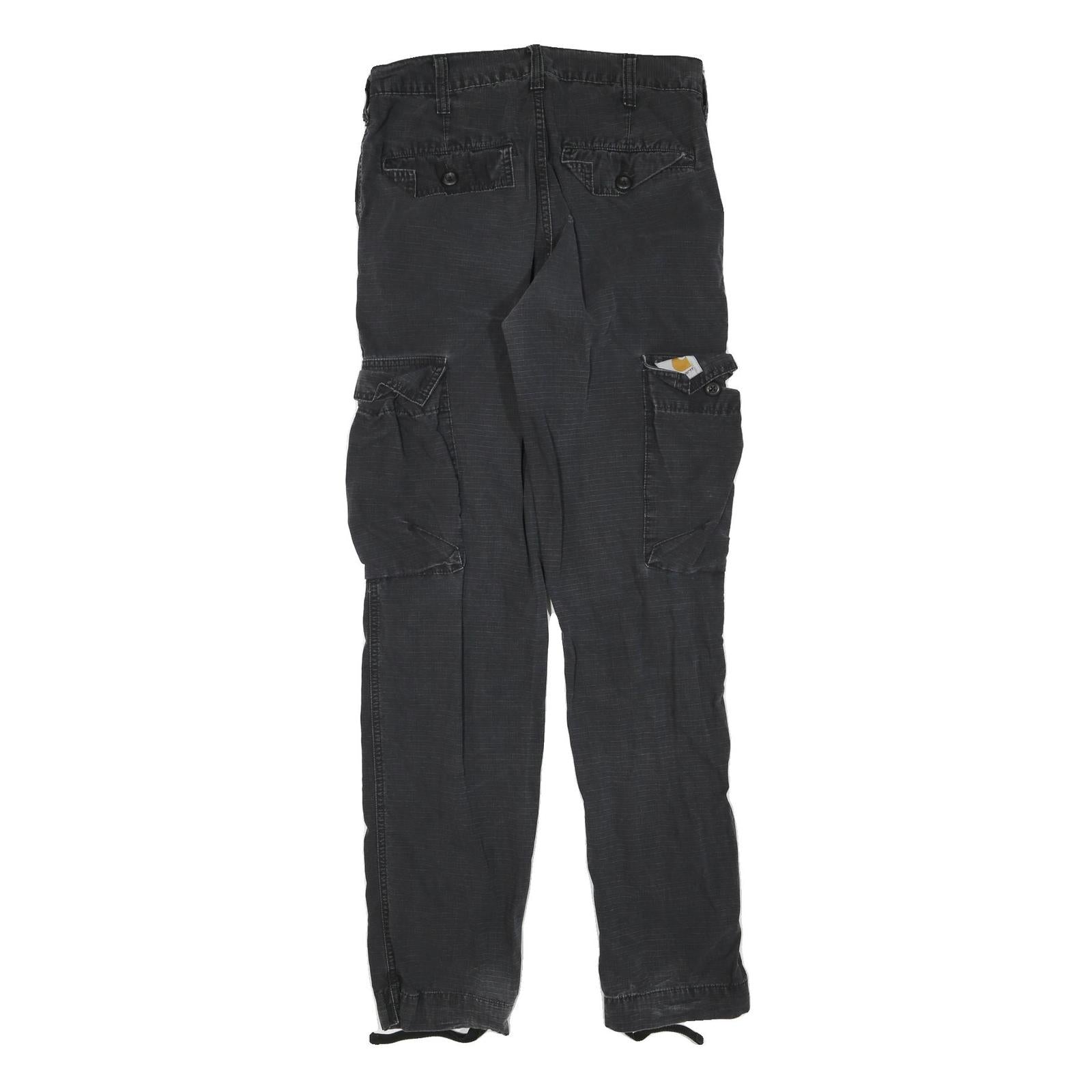 CARHARTT Mens Cotton Blend Black Regular Cargo Trousers W29 L34 Workwear Utility