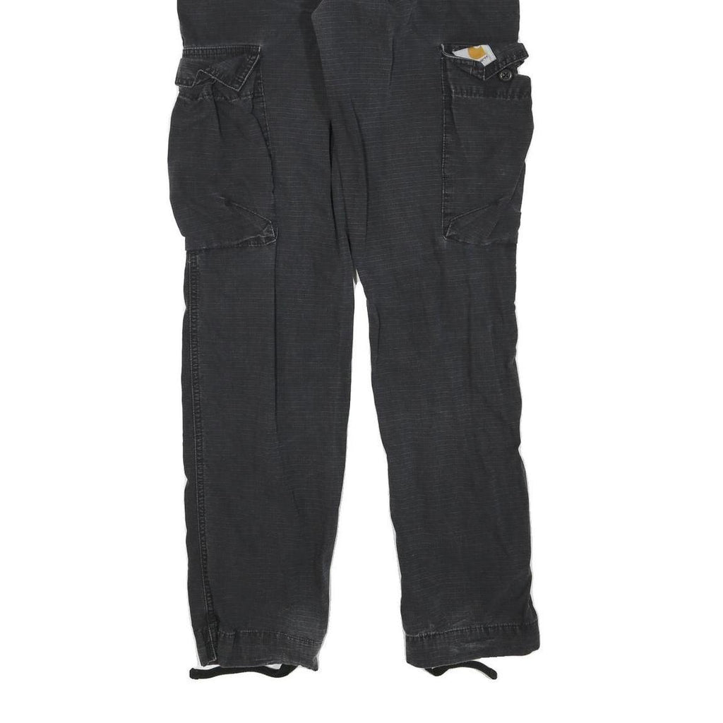 CARHARTT Mens Cotton Blend Black Regular Cargo Trousers W29 L34 Workwear Utility