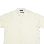 NAUTICA Mens Cream Plain XL Cotton Blend Casual Short Sleeve Shirt Classic Fit