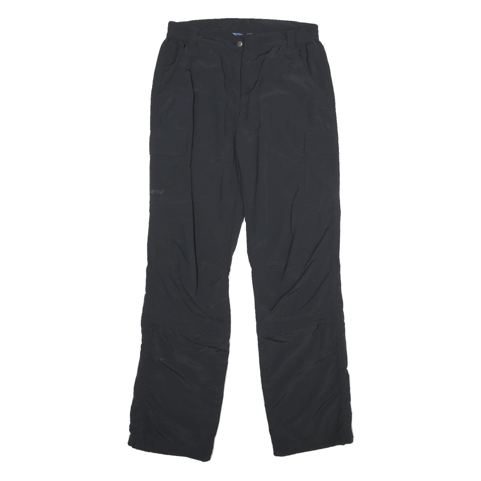 ME'RU Womens Polyester Black Regular Straight Trousers W30 L34 Casual Outdoor