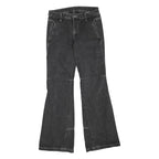 Womens Black Regular Fit Flared Denim Jeans Cotton Blend W30 L34 Zip Casual