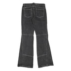 Womens Black Regular Fit Flared Denim Jeans Cotton Blend W30 L34 Zip Casual