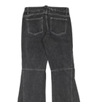 Womens Black Regular Fit Flared Denim Jeans Cotton Blend W30 L34 Zip Casual