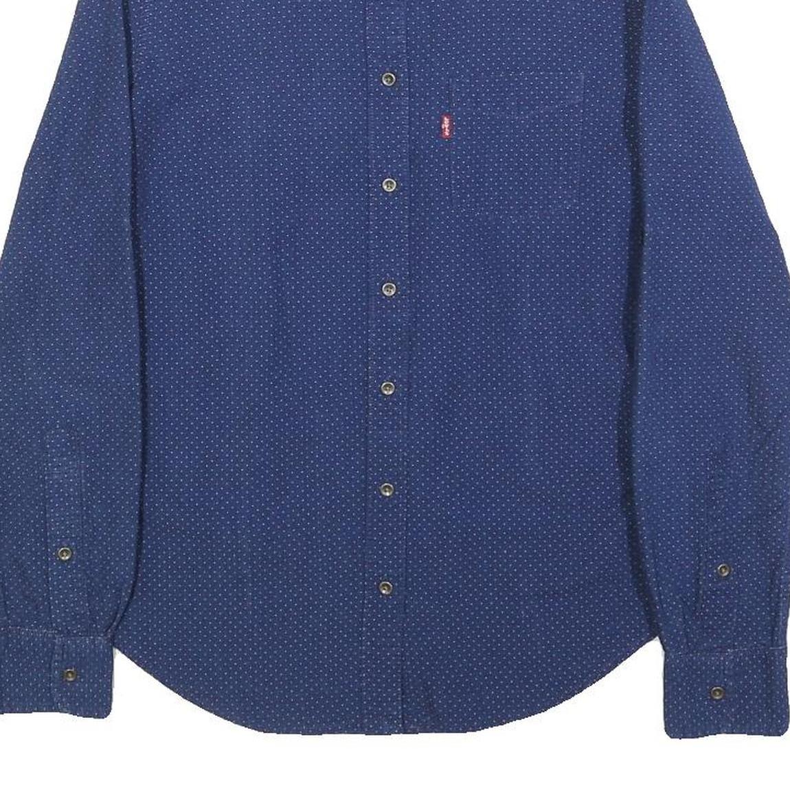 LEVI'S Womens Blue Shirt S Cotton Long Sleeve Button Closure Polka Dot Print
