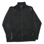 REEBOK Mens Black Zip Front Jacket XL Polyester Blend Plain Casual Sportswear