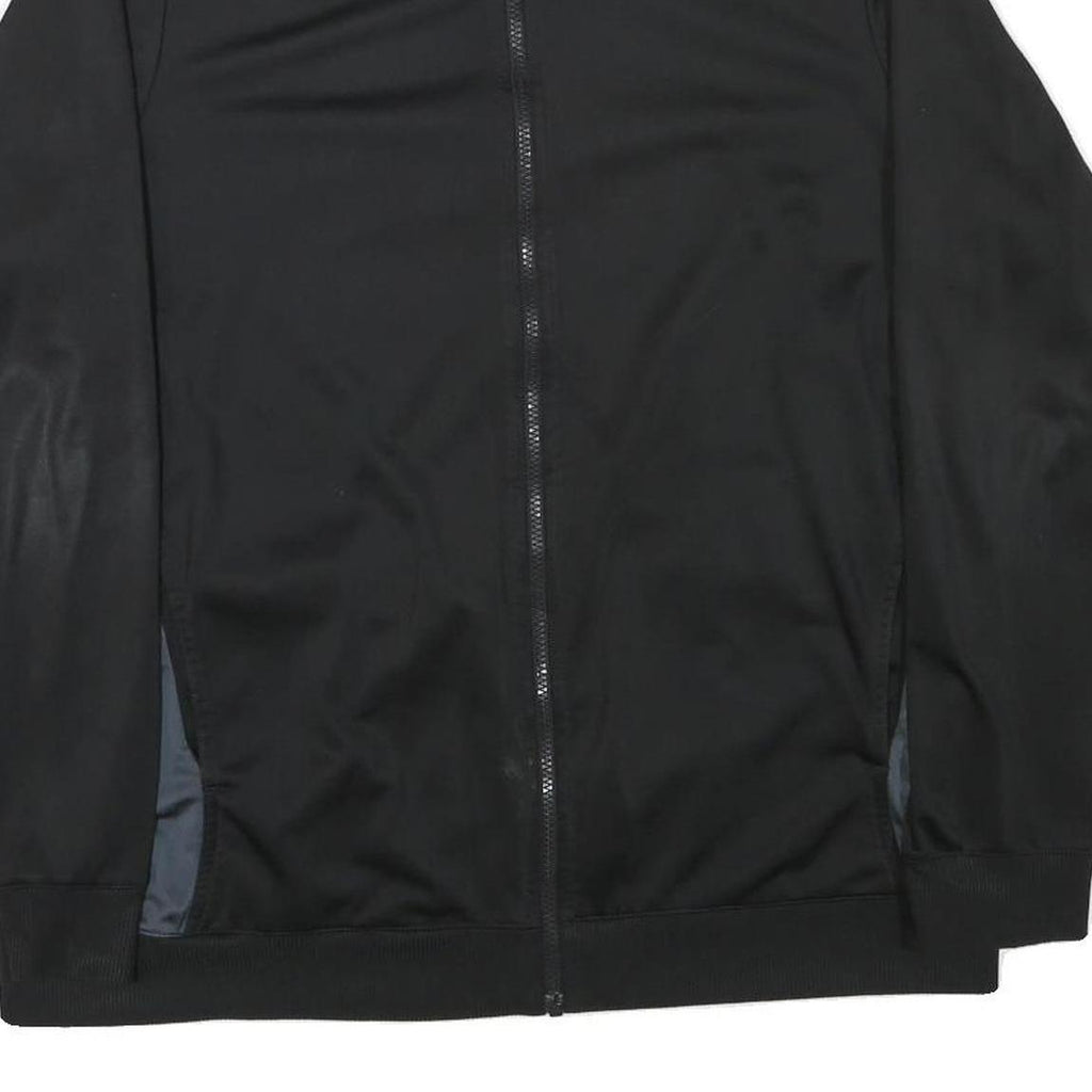 REEBOK Mens Black Zip Front Jacket XL Polyester Blend Plain Casual Sportswear