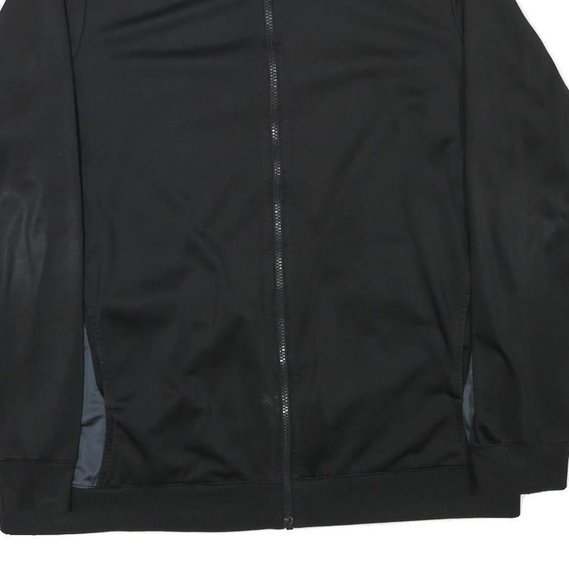 REEBOK Mens Black Zip Front Jacket XL Polyester Blend Plain Casual Sportswear
