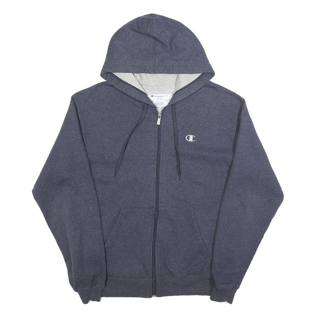 CHAMPION Mens Blue Full Zip Hoodie M Cotton Drawstring Casual Sportswear