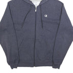 CHAMPION Mens Blue Full Zip Hoodie M Cotton Drawstring Casual Sportswear