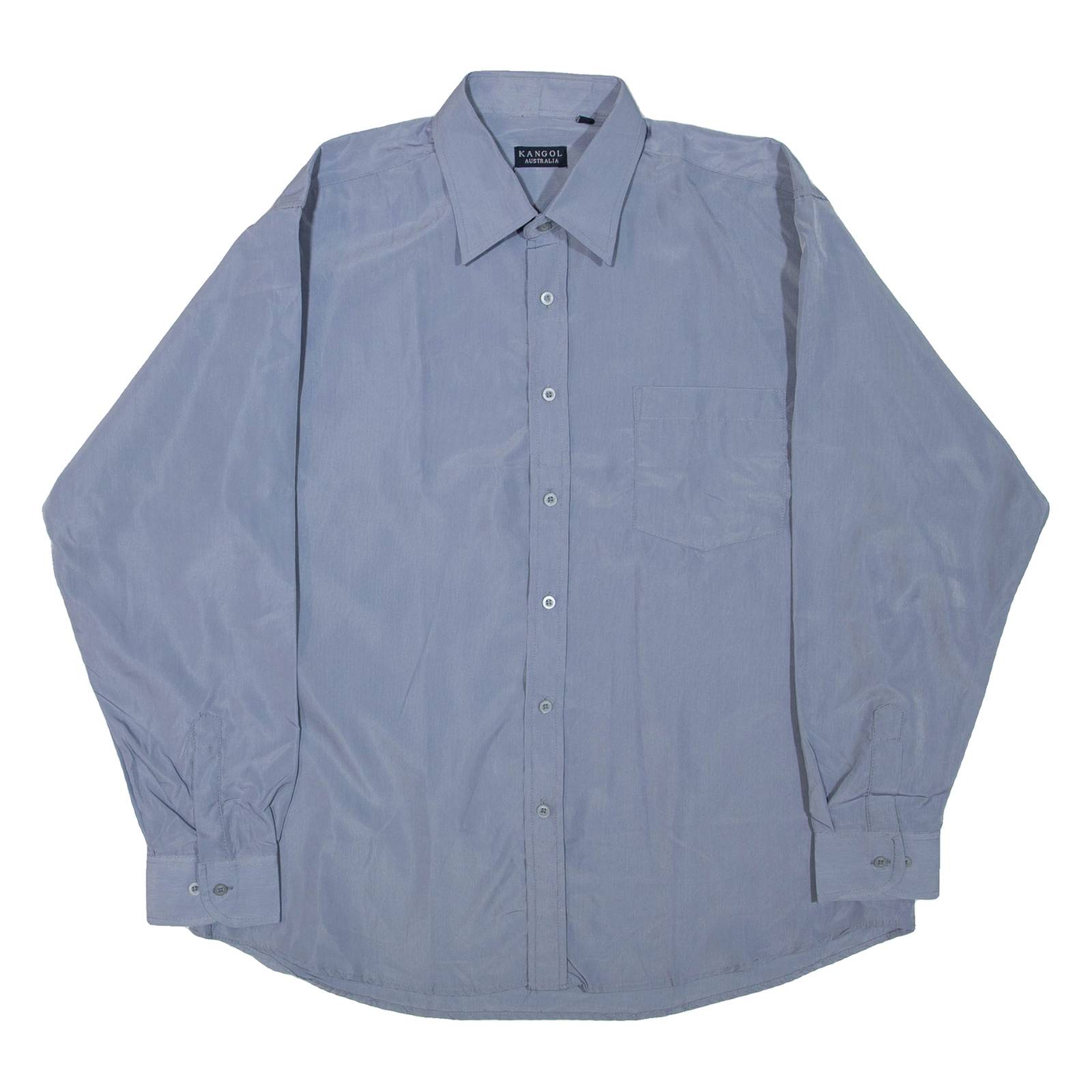 KANGOL Mens Plain Shirt Blue Long Sleeve 2XL