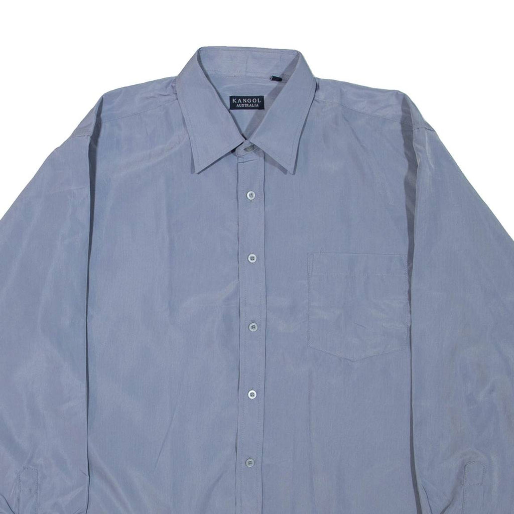 KANGOL Mens Plain Shirt Blue Long Sleeve 2XL