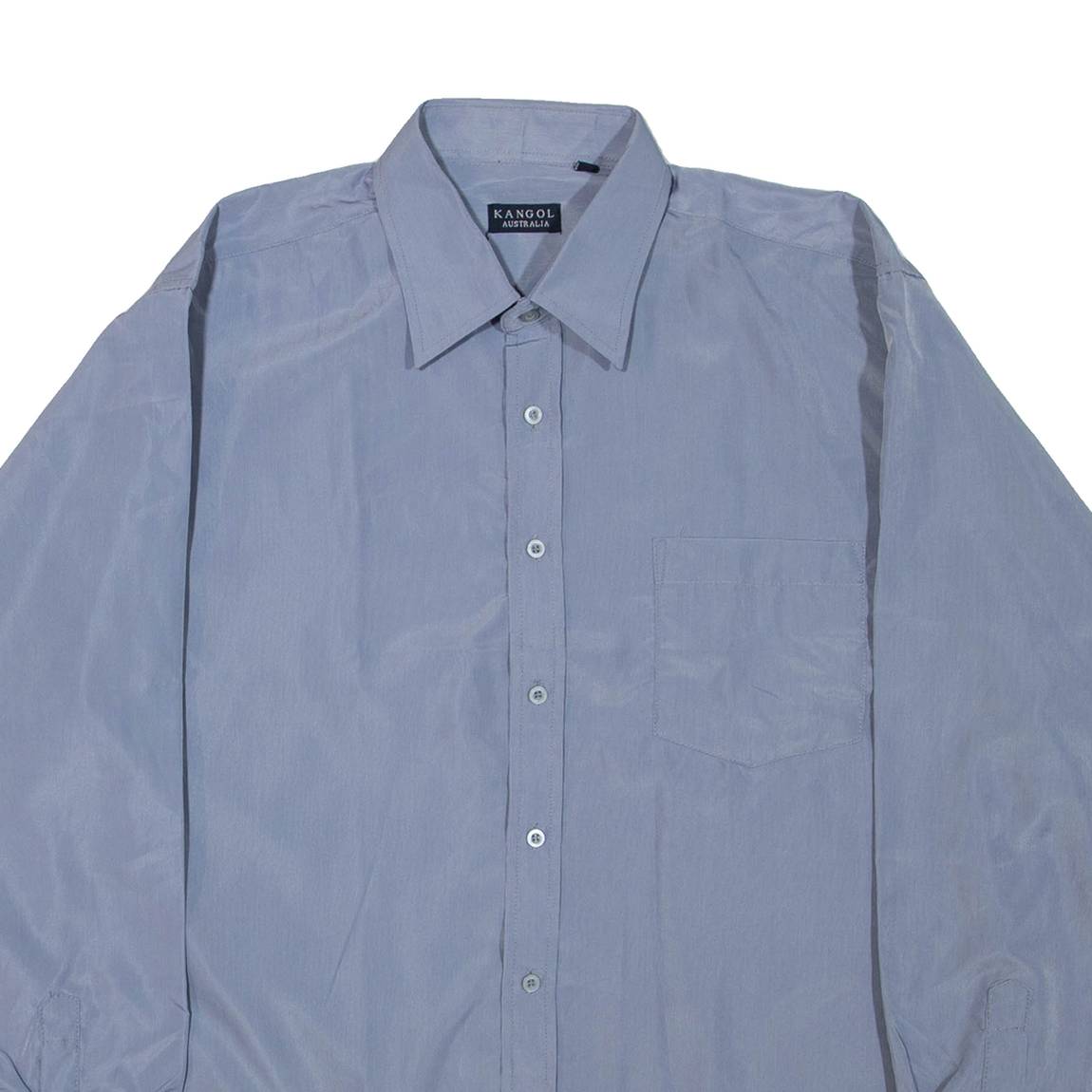 KANGOL Mens Plain Shirt Blue Long Sleeve 2XL