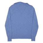 WHISTLES Womens Blue Plain Cotton Blend Jumper V-Neck Regular Fit S Soft