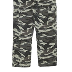 Mens Lined Cotton Blend Grey Camouflage Regular Fit Cargo Trousers W32 L28