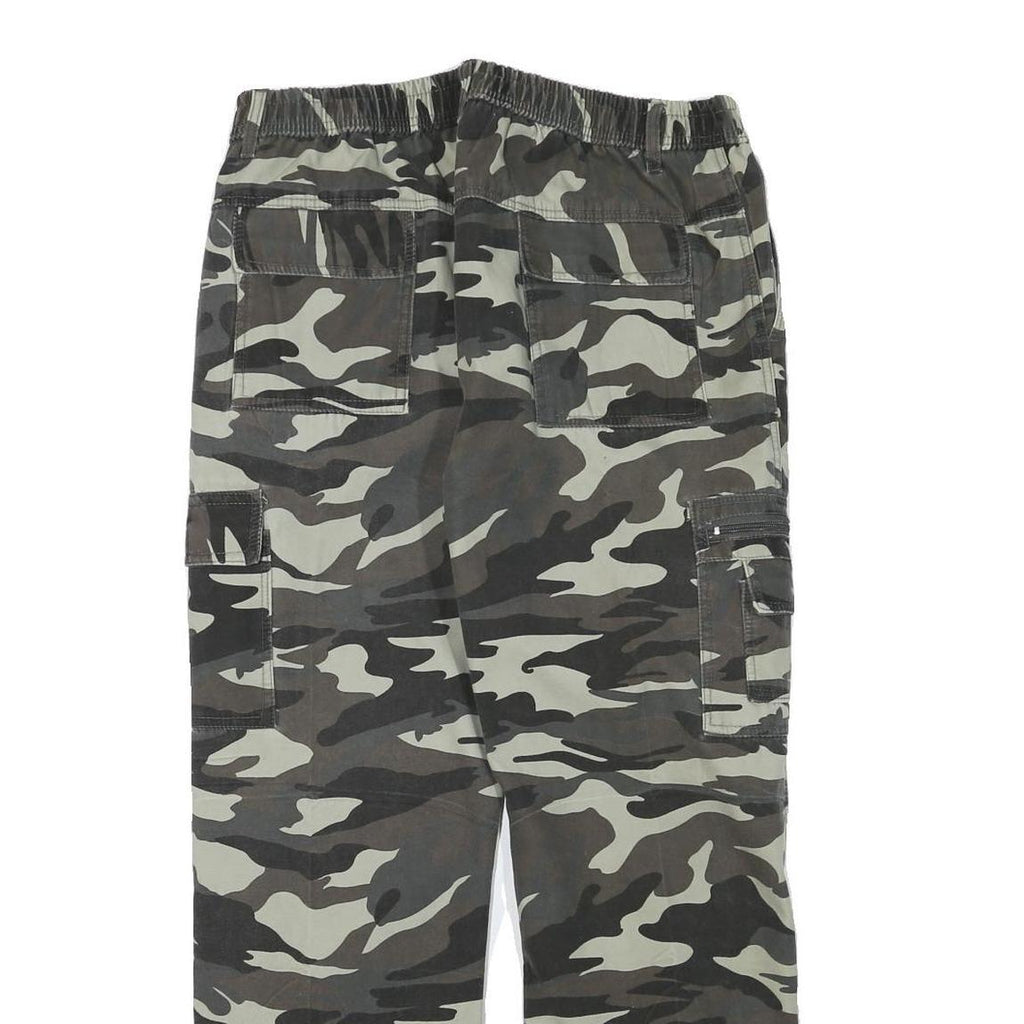 Mens Lined Cotton Blend Grey Camouflage Regular Fit Cargo Trousers W32 L28