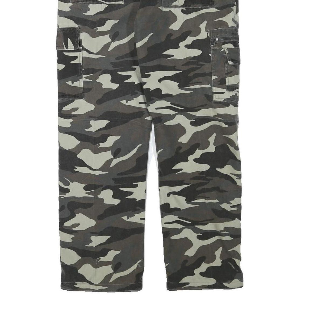 Mens Lined Cotton Blend Grey Camouflage Regular Fit Cargo Trousers W32 L28