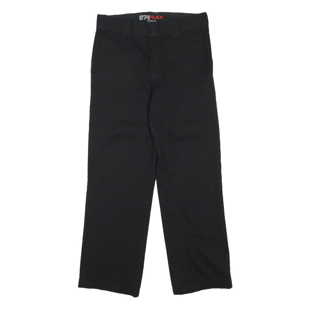 DICKIES Mens Black Cotton Blend Regular Fit Straight Trousers W30 L28 Functional