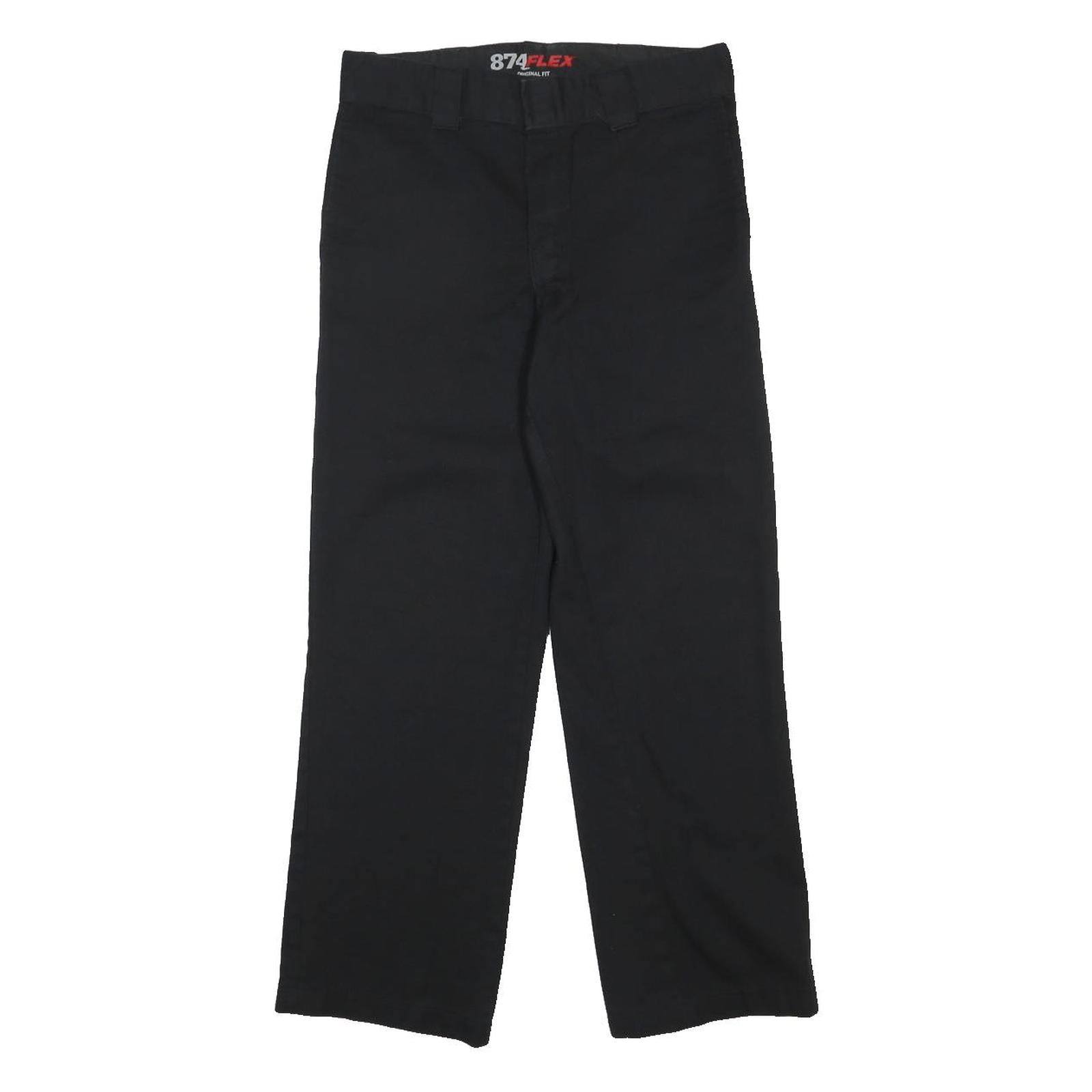 DICKIES Mens Black Cotton Blend Regular Fit Straight Trousers W30 L28 Functional