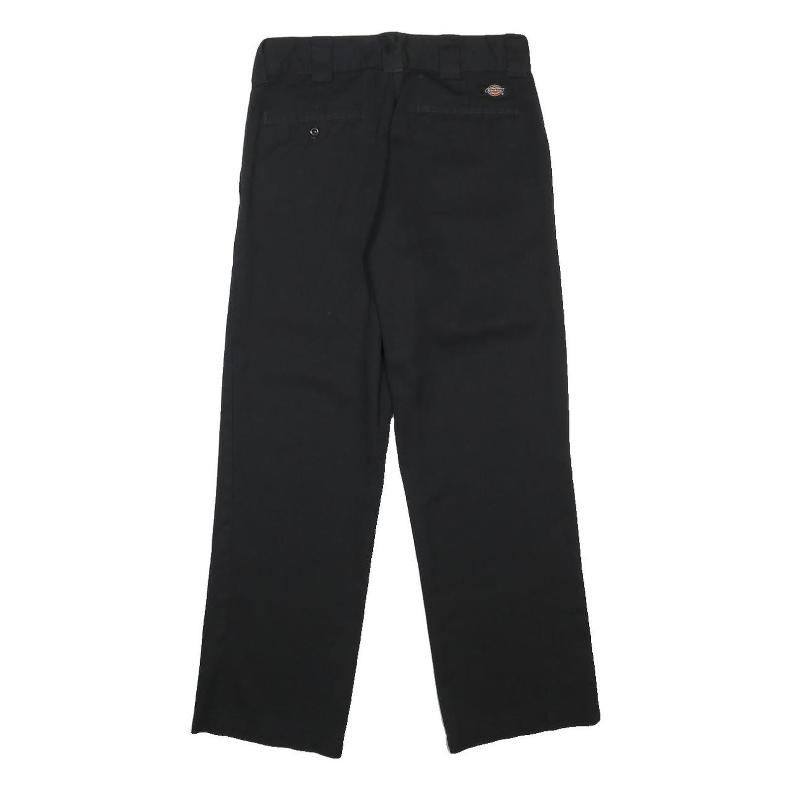 DICKIES Mens Black Cotton Blend Regular Fit Straight Trousers W30 L28 Functional