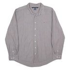 TOMMY HILFIGER Mens Grey Pinstripe Shirt 2XL Classic Long Sleeve Button