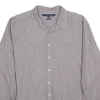 TOMMY HILFIGER Mens Grey Pinstripe Shirt 2XL Classic Long Sleeve Button