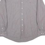 TOMMY HILFIGER Mens Grey Pinstripe Shirt 2XL Classic Long Sleeve Button