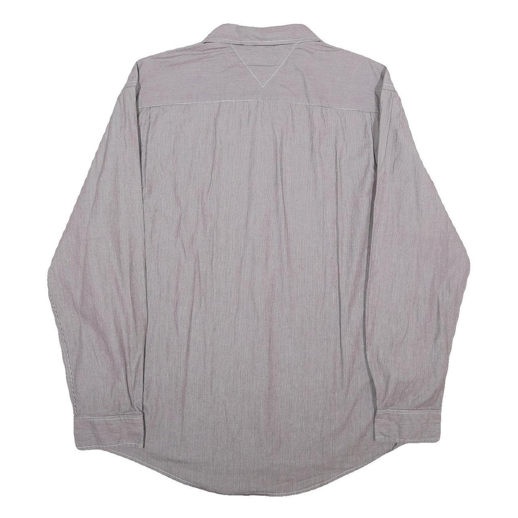 TOMMY HILFIGER Mens Grey Pinstripe Shirt 2XL Classic Long Sleeve Button