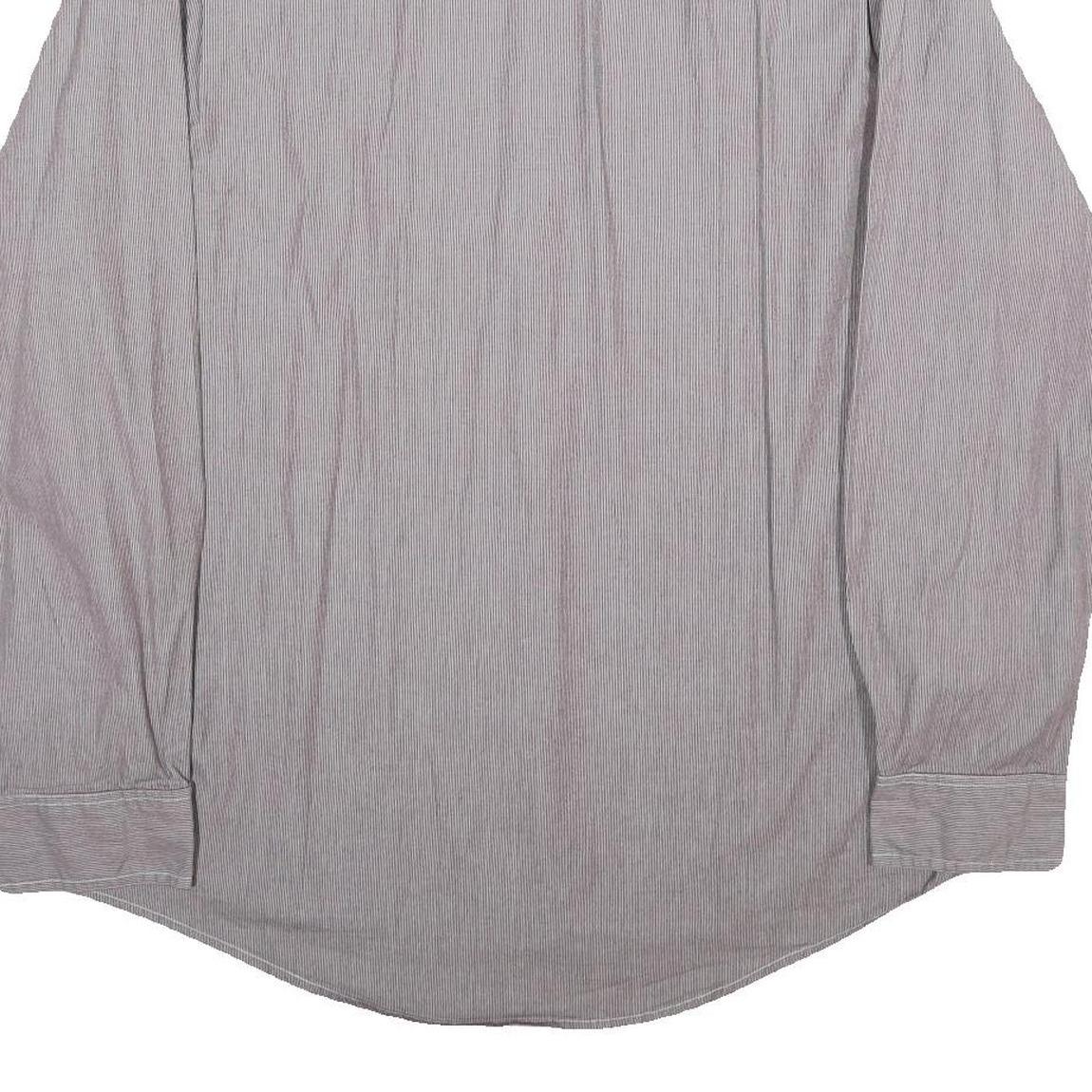 TOMMY HILFIGER Mens Grey Pinstripe Shirt 2XL Classic Long Sleeve Button