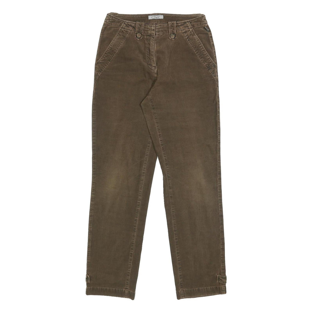 CHER Womens Cotton Blend Brown Regular Straight Trousers W28 L30 Casual Comfort