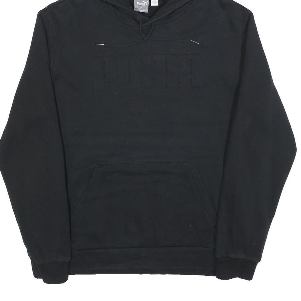 PUMA Mens Black Cotton Blend Pullover Hoodie M Minimal Logo Casual Wear