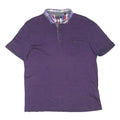 TED BAKER Mens Purple Polo Shirt L Cotton Blend Short Sleeve Checked Collar