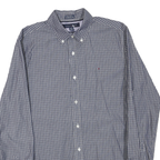 TOMMY HILFIGER Mens Blue Check Shirt S Button Down Collar Long Sleeve Cotton