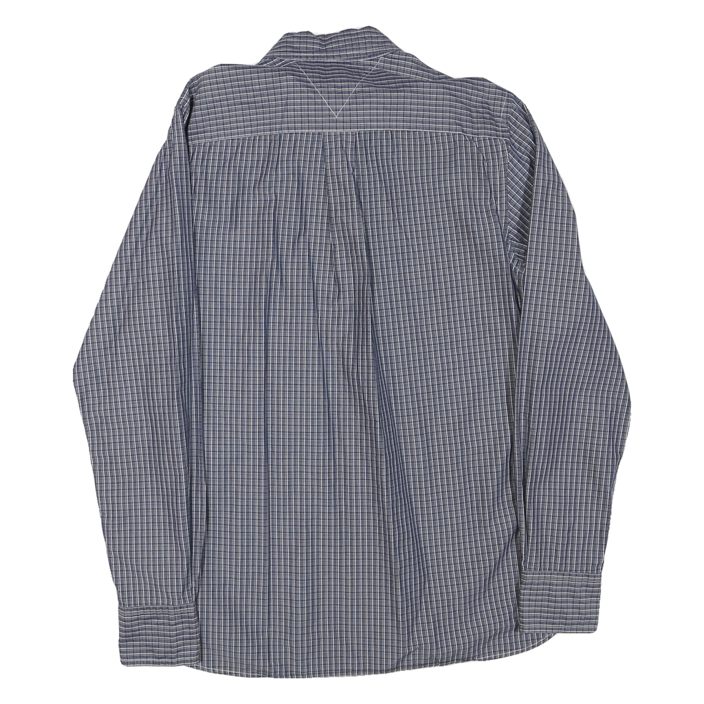 TOMMY HILFIGER Mens Blue Check Shirt S Button Down Collar Long Sleeve Cotton