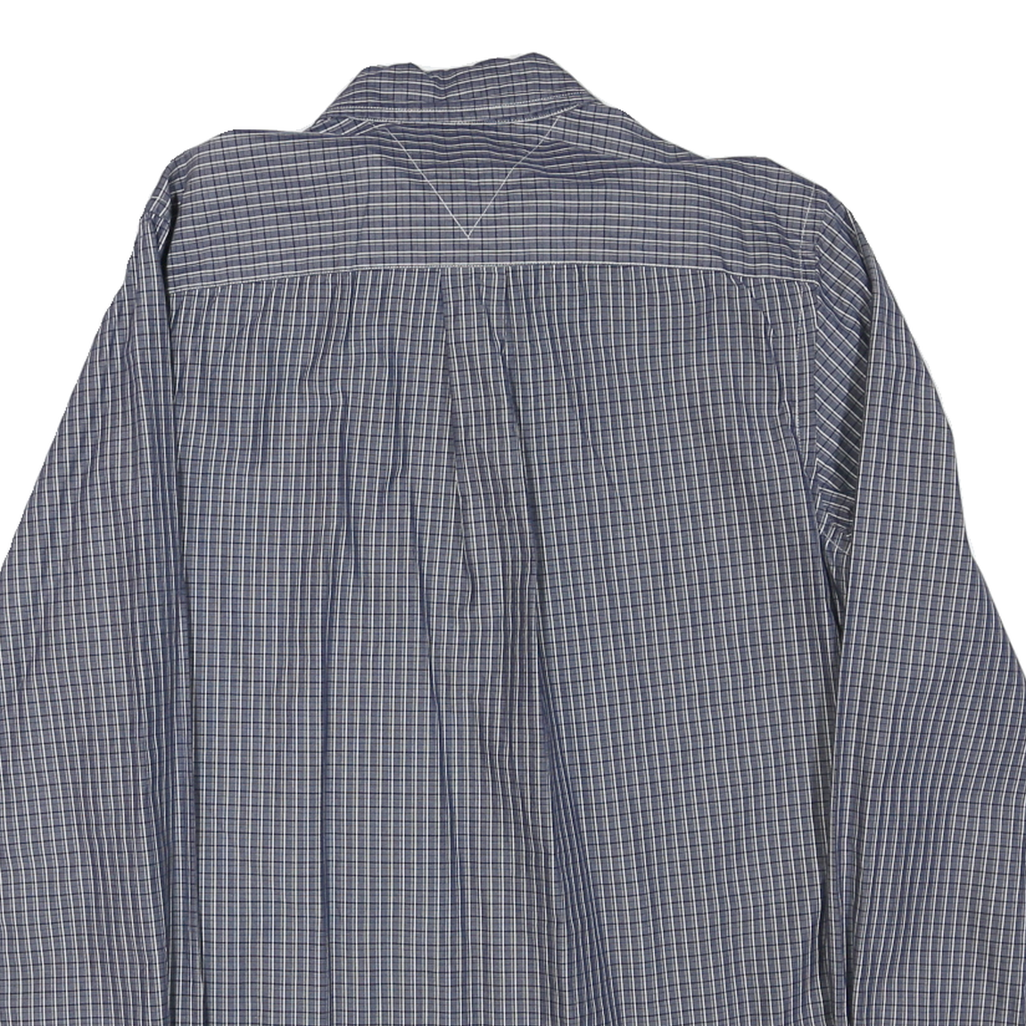 TOMMY HILFIGER Mens Blue Check Shirt S Button Down Collar Long Sleeve Cotton