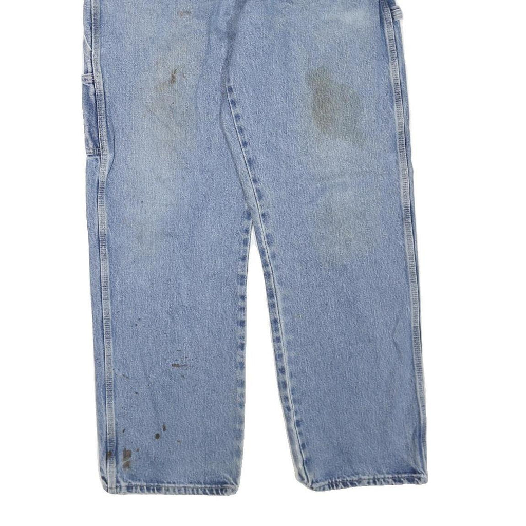 DICKIES Mens Jeans Blue Regular Straight Denim Light W40 L32 Workwear Zip