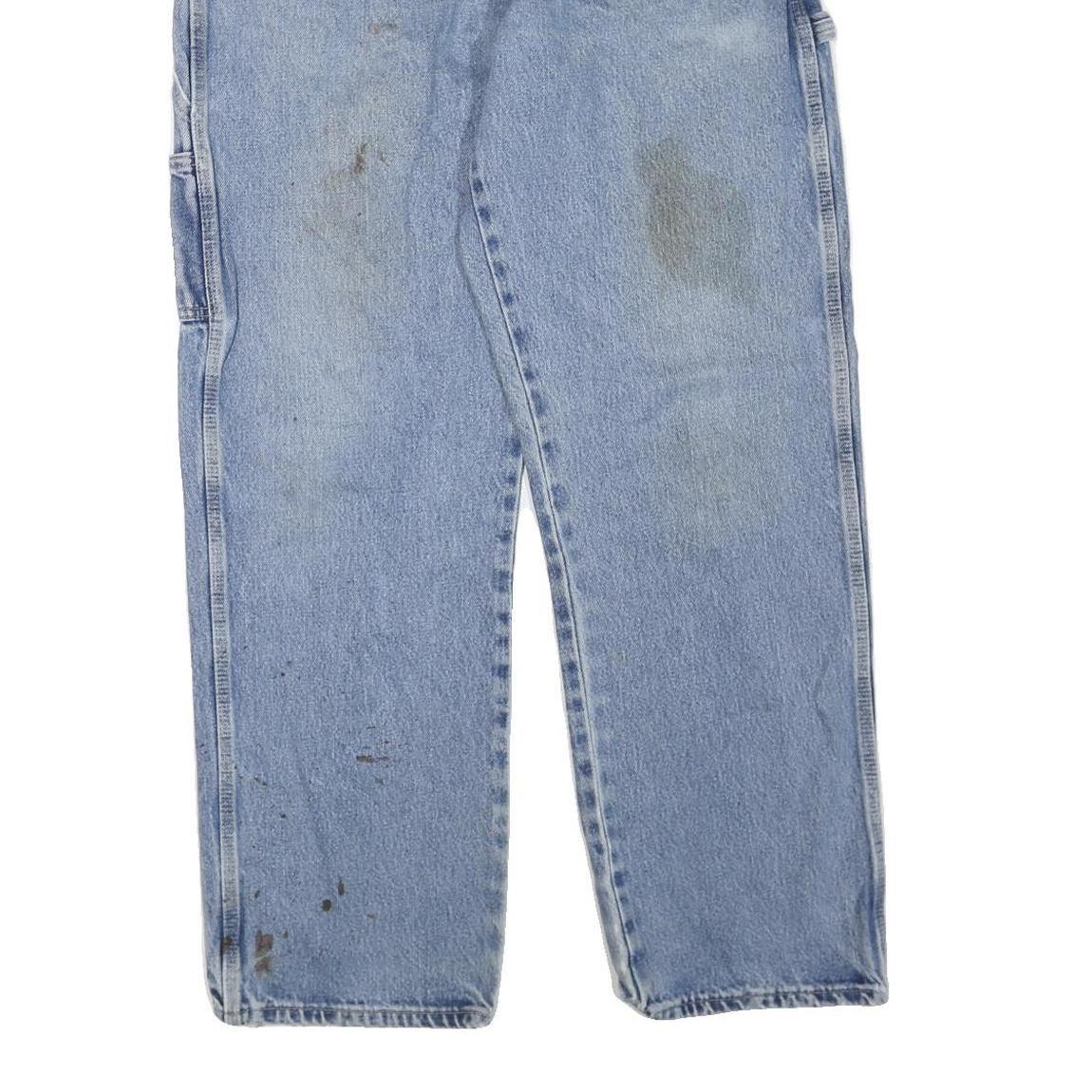 DICKIES Mens Jeans Blue Regular Straight Denim Light W40 L32 Workwear Zip