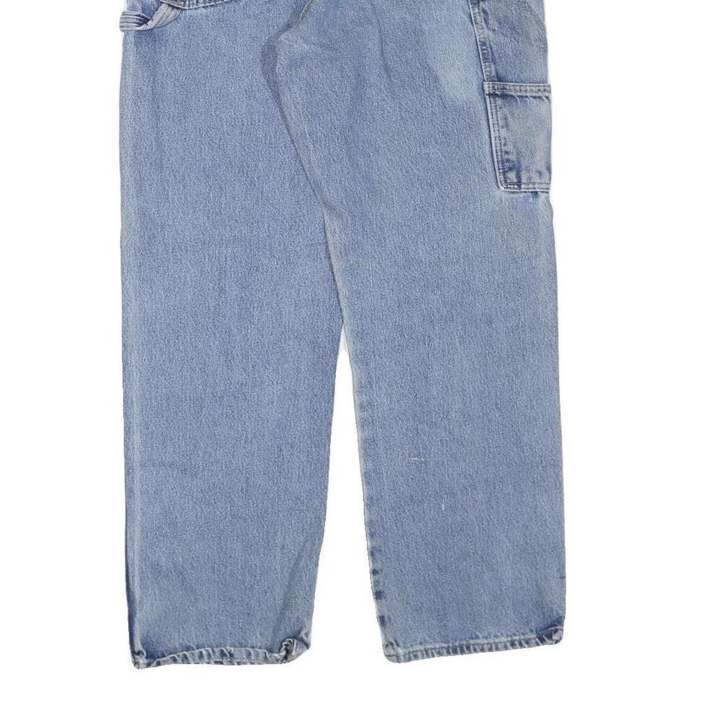 DICKIES Mens Jeans Blue Regular Straight Denim Light W40 L32 Workwear Zip