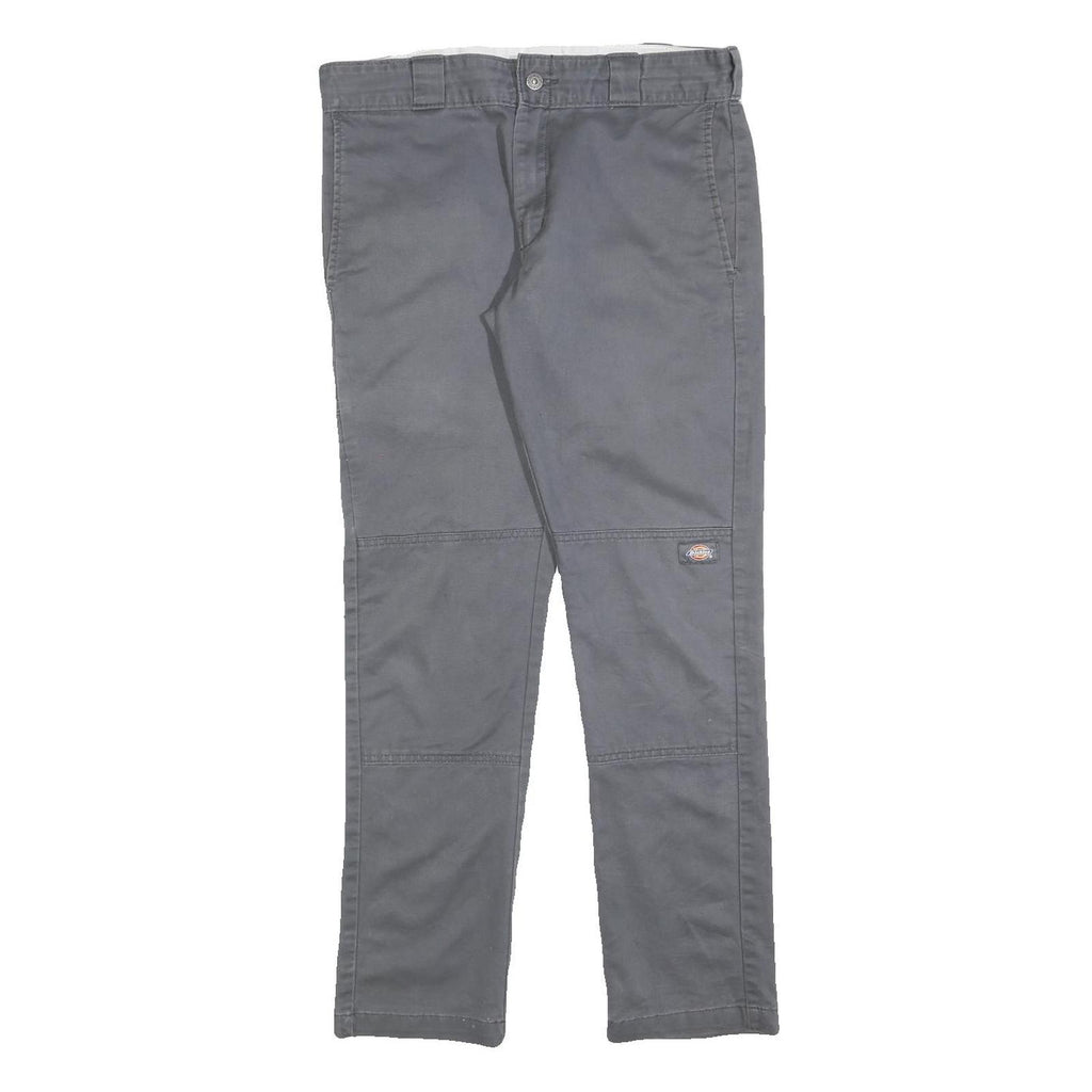 DICKIES Mens Cotton Blend Slim Grey Trousers W32 L32 Workwear Zip Closure