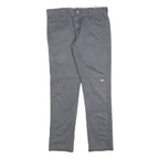 DICKIES Mens Cotton Blend Slim Grey Trousers W32 L32 Workwear Zip Closure