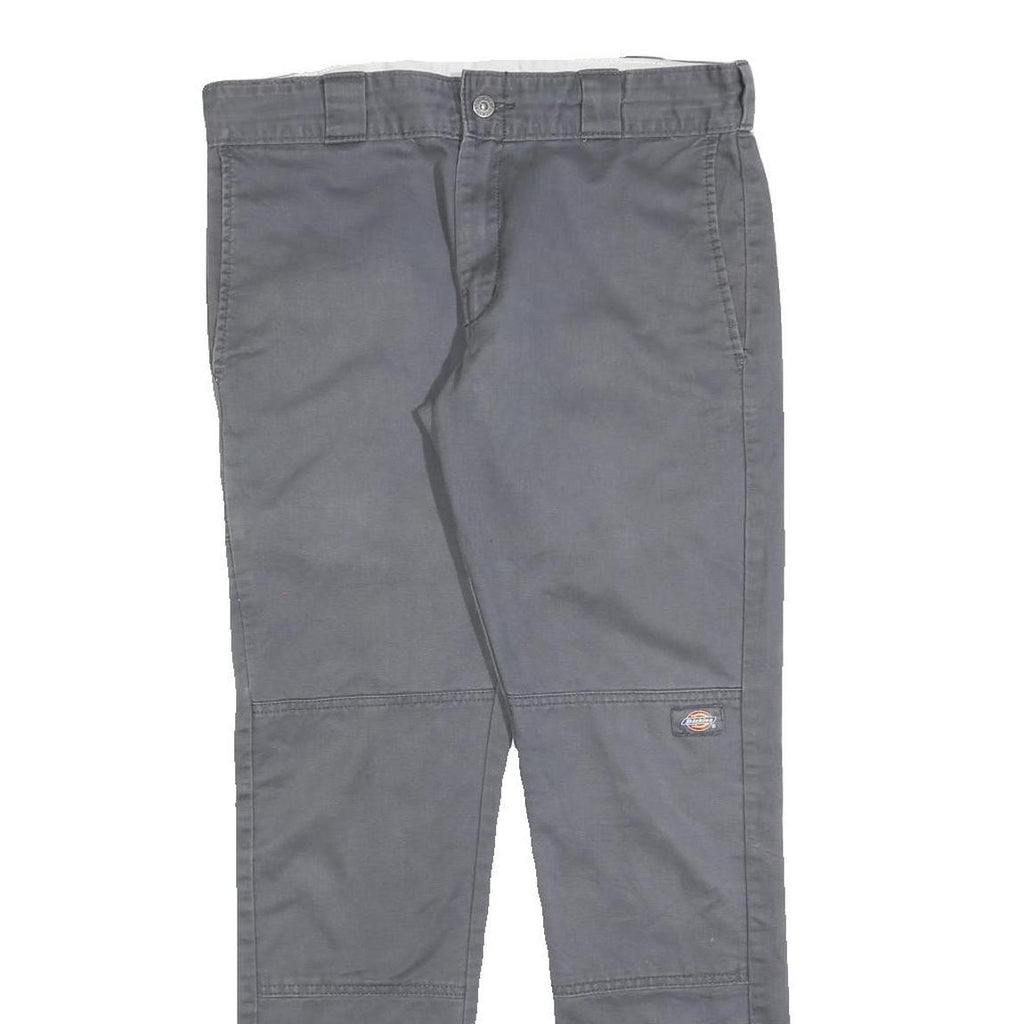 DICKIES Mens Cotton Blend Slim Grey Trousers W32 L32 Workwear Zip Closure