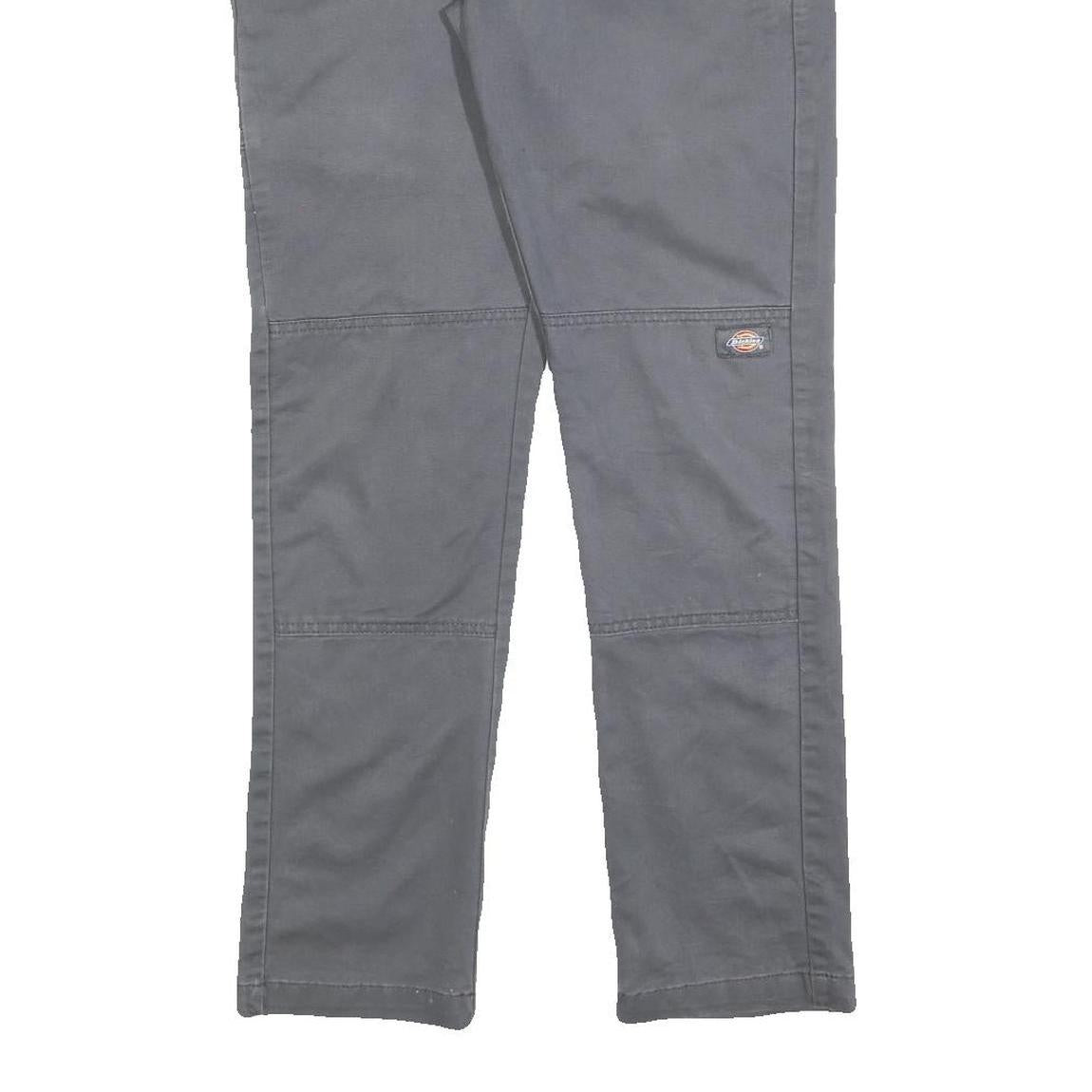 DICKIES Mens Cotton Blend Slim Grey Trousers W32 L32 Workwear Zip Closure