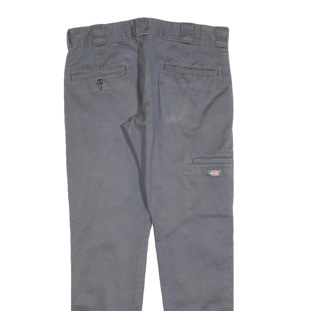 DICKIES Mens Cotton Blend Slim Grey Trousers W32 L32 Workwear Zip Closure