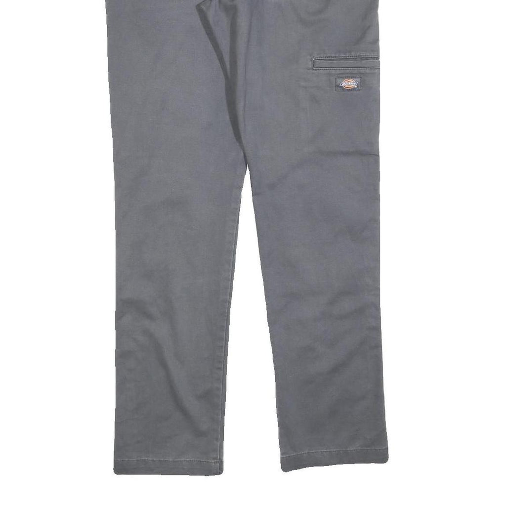 DICKIES Mens Cotton Blend Slim Grey Trousers W32 L32 Workwear Zip Closure