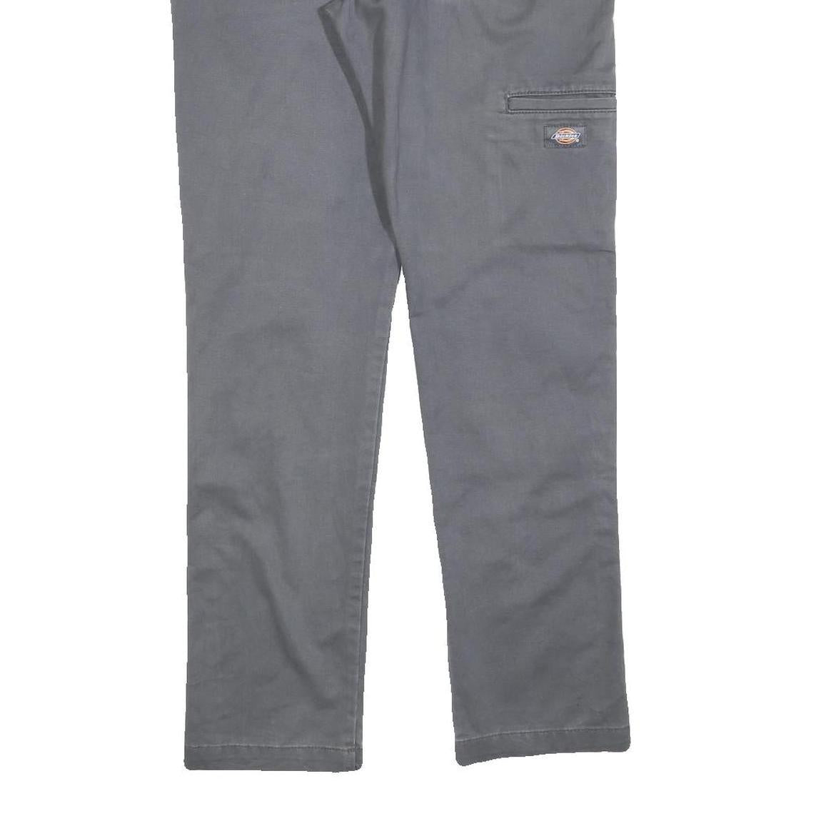 DICKIES Mens Cotton Blend Slim Grey Trousers W32 L32 Workwear Zip Closure