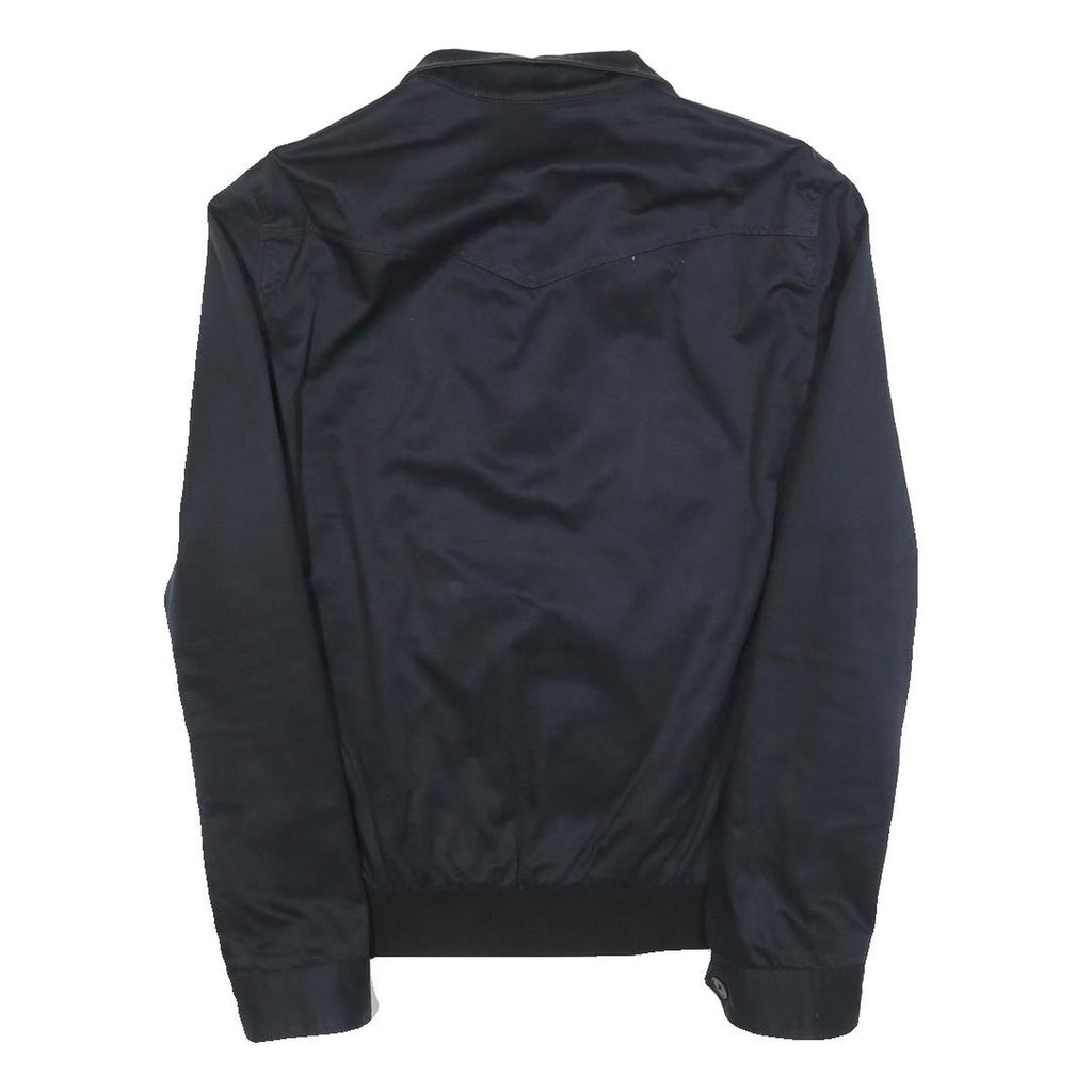 SANDRO Mens Navy & Red Checked Zip Jacket M Cotton Blend Classic Fit Lightweight