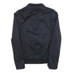 SANDRO Mens Navy & Red Checked Zip Jacket M Cotton Blend Classic Fit Lightweight