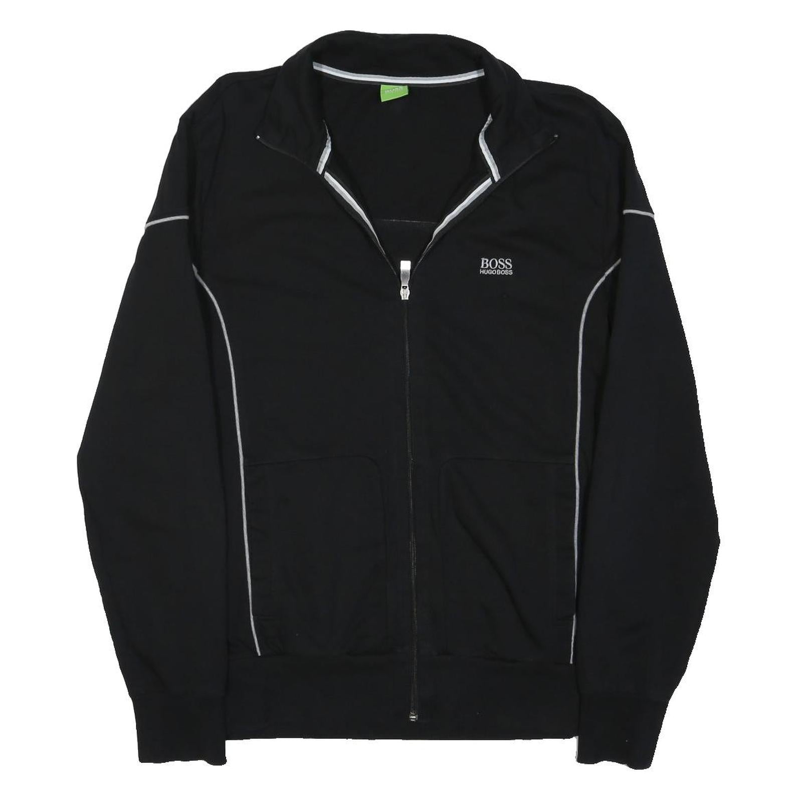 HUGO BOSS Mens Black Jacket M Polyester Blend Zip Plain Casual Outerwear